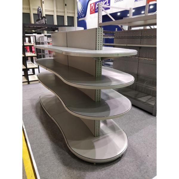 Durable Supermarket Gondola Shelving ISO Certification Pitch 25 Curved