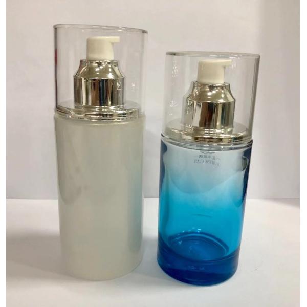 Бутылки синего стекла косметические Креам/Рефиллабле бутылка насоса подгоняли логотип и цвет