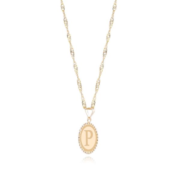 18K Gold ‘P’ Pendant Necklace