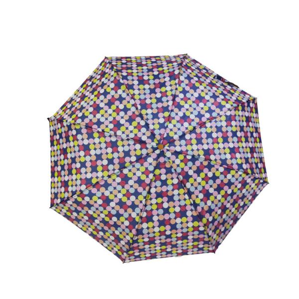 Manual Open Pongee 190T Folding Compact Umbrella With Wooden Handle