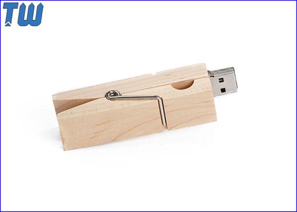 Wooden Clothes Clip Durable Waterproof 2GB Thumbdrives Flash Disk