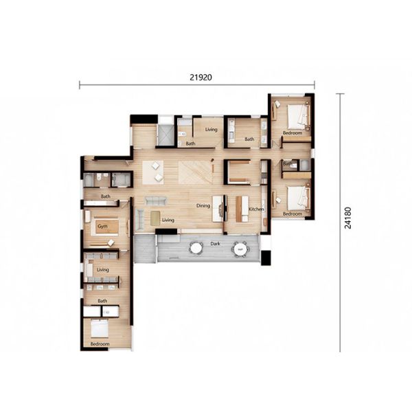 Single Family Prefabricated Home With Swimming Pool & Light Gauge Steel Frame House Kits