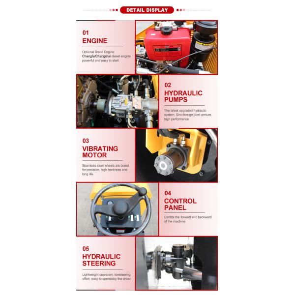 Machine routière 2000 kg 3000 kg 2 tonnes 3 tonnes rouleau routier articulé mécanique à double tambour