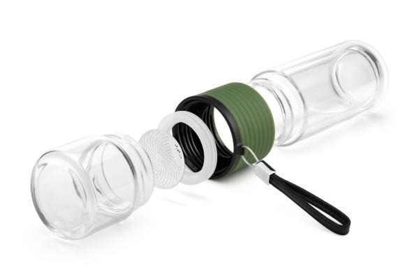 Double Borosilicate Glass Tea Infuser Insulated Water Bottle tumbler for Restaurant