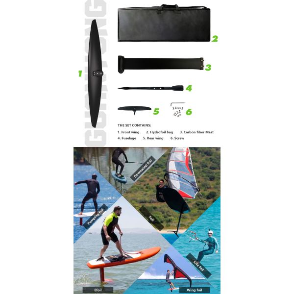 Carbon Surf Hydrofoil SUP Prone Wing Foil Board Surfing Lift Long Glide Foil