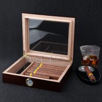 Humidor de cigarros, caja de cigarrillos de vidrio, portacajas de madera para escritorio