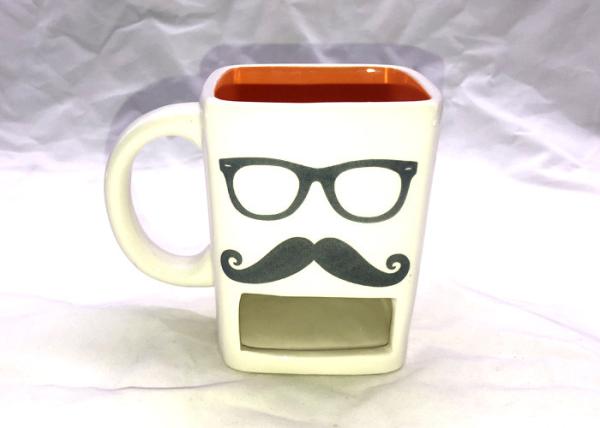 Mustache Glasses 3D Ceramic Mug Cookie Dunk Mug For Drinking / Biscuit Pocket
