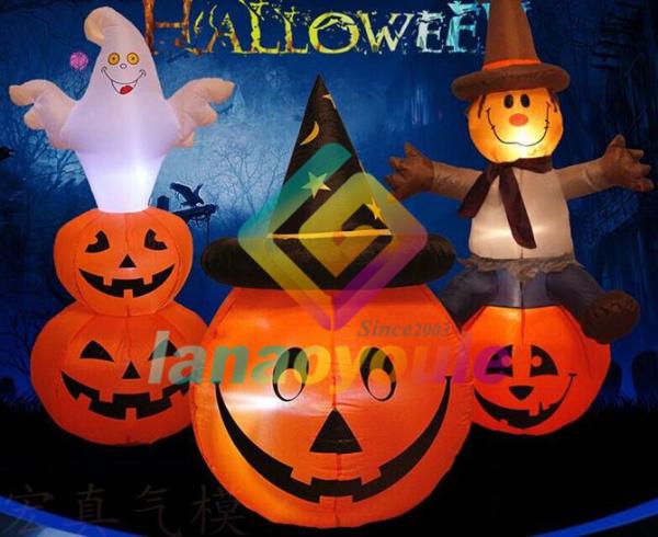 Party Decoration 0.55mm Inflatable Pumpkin Halloween With Light