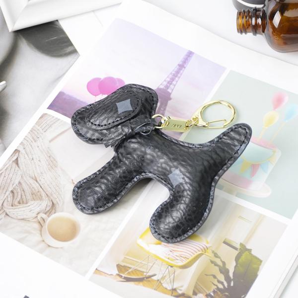 OEM Leather Teddy Bear Keychain , 65mm Cute Keychains For Women