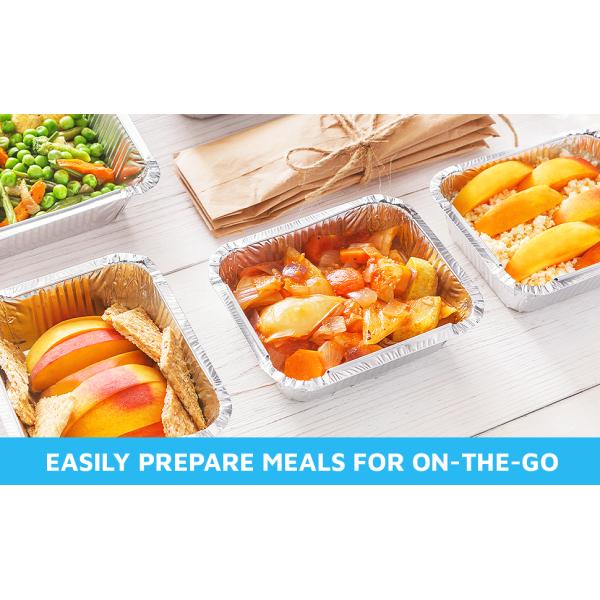 Disposable Takeout Pans With Clear Lids | 1lb Capacity Aluminum Foil Food Drip Containers Strong Seal Freshness