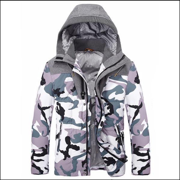 Custom Printed Camo Hooded Anorak Jacket Men'S Winter Coat Breathable
