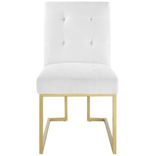 Luxury Home White Upholstered Dining Chairs With Gold Legs