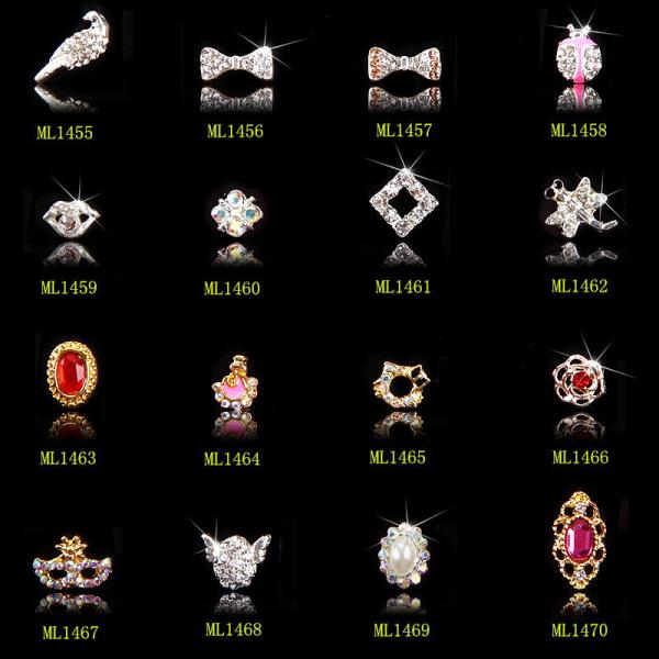 3D Rabbit Glitter Alloy Jewelry Silver Rhinstone Nail Art Decoration ML1450-1470