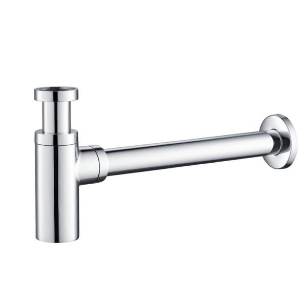 Chromed Silver Sink Waste Trap Bathroom Sink Drain Round Siphon