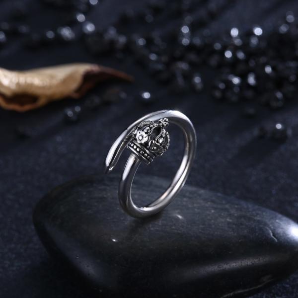 группы обручального кольца кроны 1.39g 17.3mm кольца форменной Hypoallergenic реальные серебряные