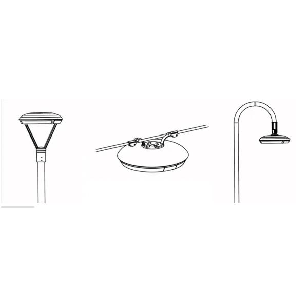 Glass Cover Light Post Top Lamp Decoration Garden Three Arm 30W 60W 80W 90W 120W