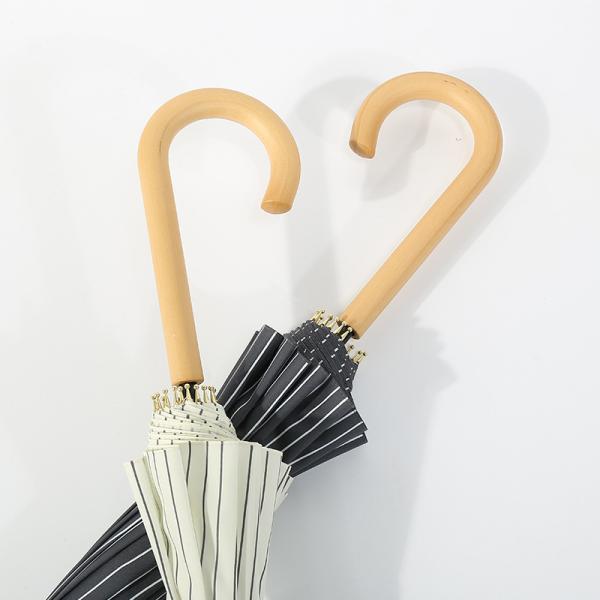 23inch*8k Adults Wooden Hook Umbrella with Simple Minimanist Design and Personalized Print