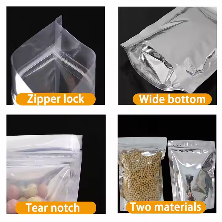 Customized Food Grade Recyclable Multi Purpose Use Translucent Upright Bags Zipper Plastic Bags for Storage