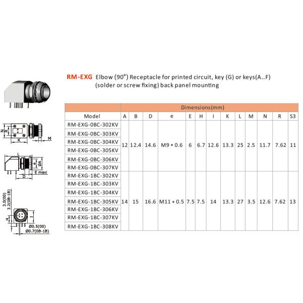 Straight Solder Printed Circuit Connectors , Right Angle Pcb Connector RM-EXG 8 PIN