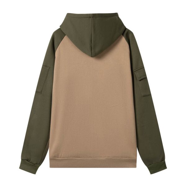 Men's Two-Tone Utility Fleece Zip Up Hoodie with Soft Brushed Lining and Contrast Strap Details