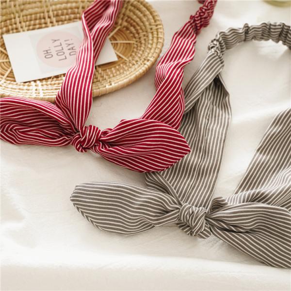 Wire rabbit ears pinstripe elastic unique hair bands women's updo knot headband accessories wholesale
