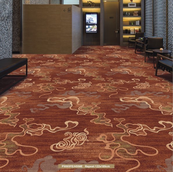 11mm Pile Height Axminster Floral Design Commercial Printed Carpet for Toilet