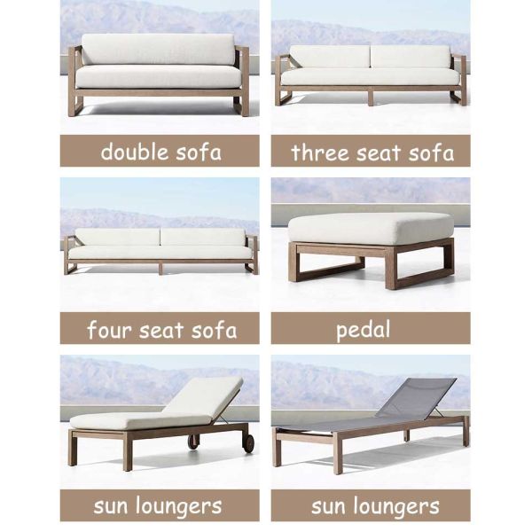 Luxury Teak Outdoor Furniture Patio Couch Modern Resort Outdoor Lounge Sofa Set