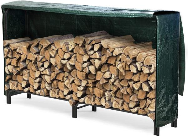 Firewood Rack with Cover Metal Log Store Outdoor 200 x 116 x 36 cm Black