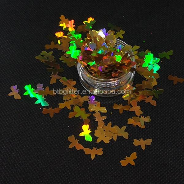 Chinese Year Occasion 15mm Holographic Gold Honey Bee Glitter for Tumbler Unique Custom Glass Bees Selection