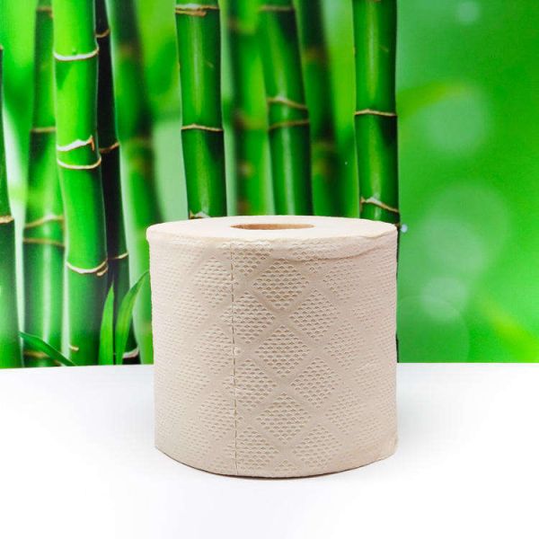 Luxury Eco-Strong Cream Beige Bamboo Pulp Toilet Paper Roll Soft Customizable Luxury Toilet Tissue Paper
