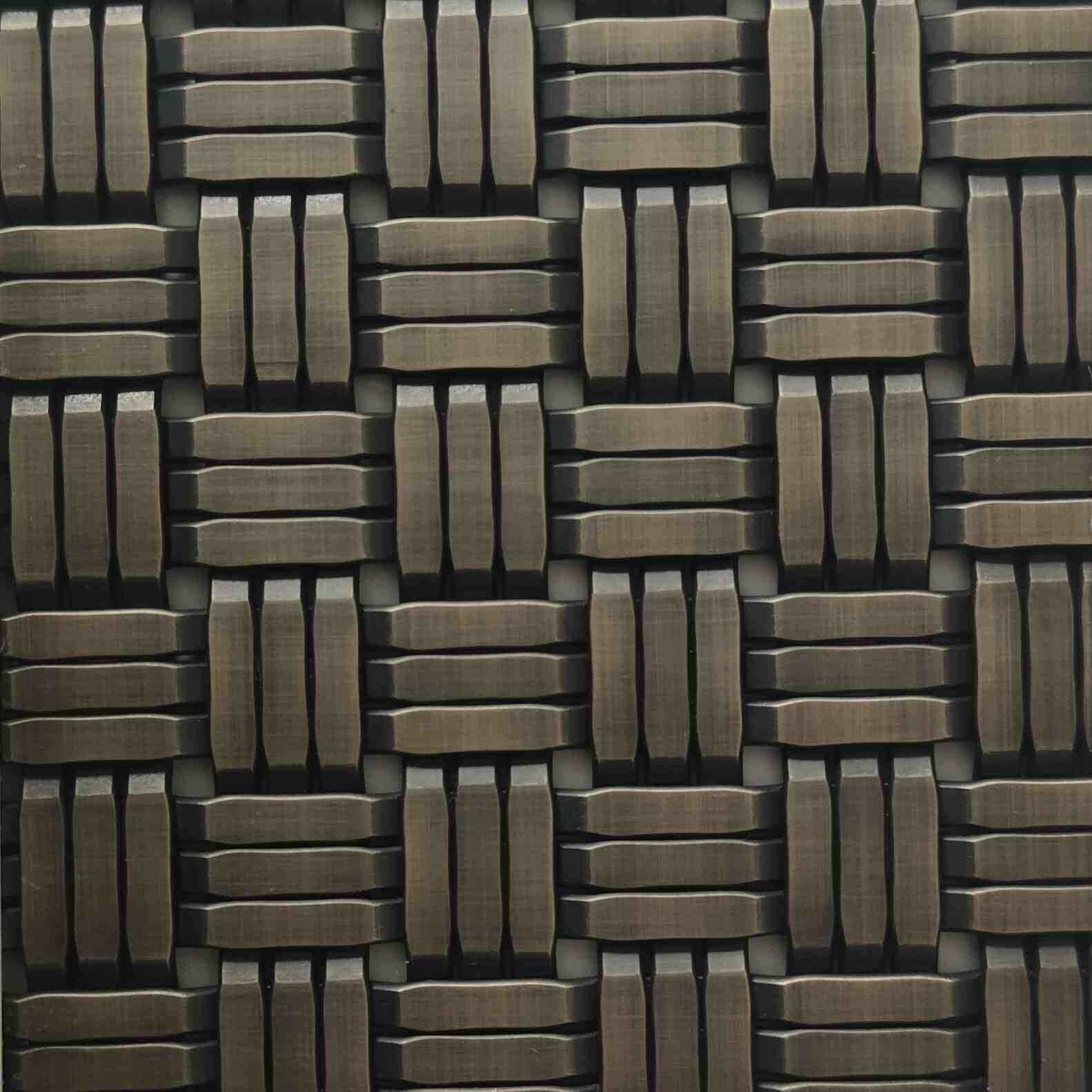 Three Vertical Strip Interwoven Bronze Decorative Metal Mesh
