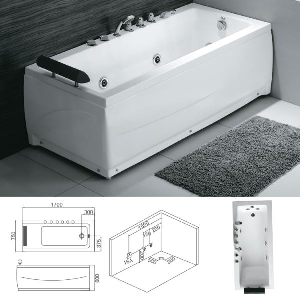 Ванна массажа 1700 x 700 джакузи с бассейном заплыва джакузи спа человека ТВ 1