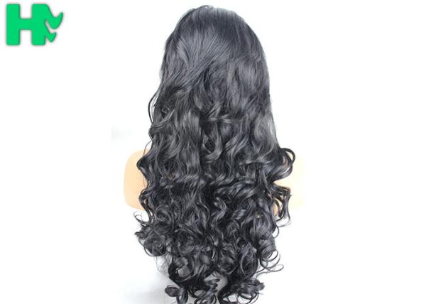 Long Black Color Curly Front Lace Wig , Full Lace Synthetic Wigs For Black Women