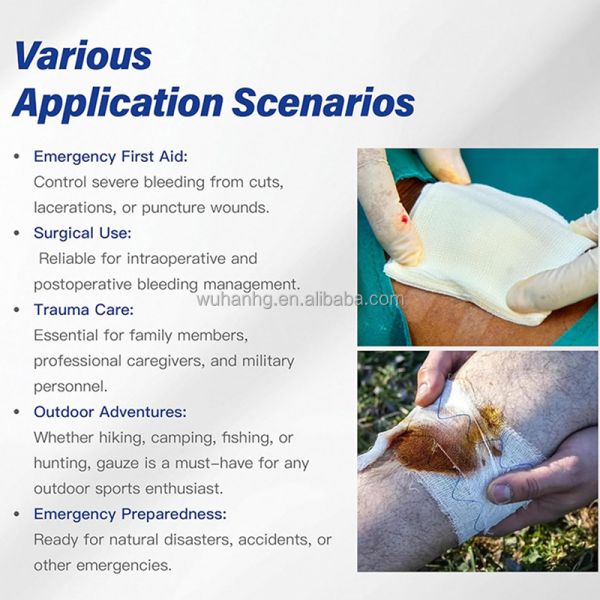 7.5cmx3.7m Sterile Kaolin Hemostatic Gauze Medical Compressed Wrap Bandage