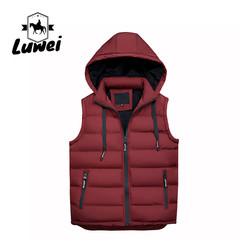 Inverno Preto Poliéster Algodão Grossa Capuz Utilidade Slim Fit Homem sem Manga Algodão Colete Quilted Colete