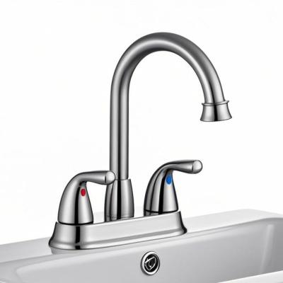 Modern Hotel Stainless Steel Polished Nickel Faucet 3 Hole Mounted