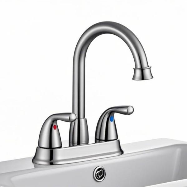 Modern Hotel Stainless Steel Polished Nickel Faucet 3 Hole Mounted