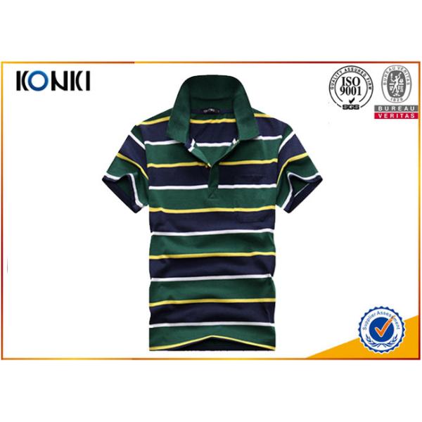 Fashion Style Custom Polo Shirt Classic Mens 100% Cotton Yarn Dyed Stripe
