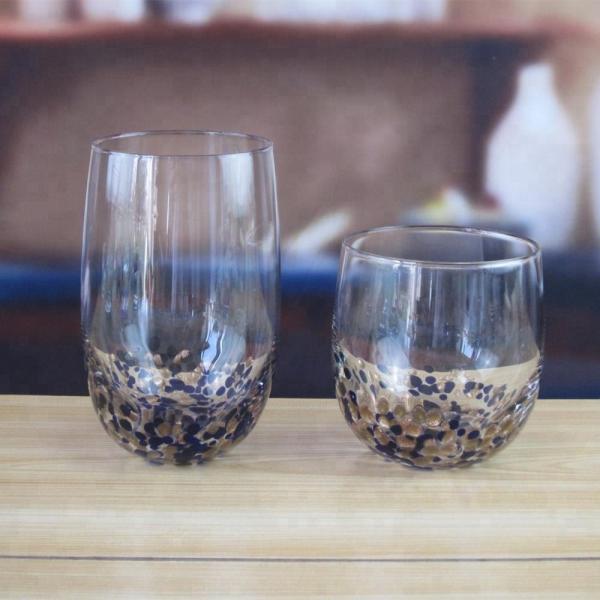 Gold Stone Bottom Glass SGS 300ml Handmade Whiskey Glass