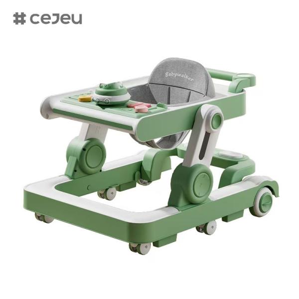 QRBB-866,baby walker,2 in 1 3 Height adjuster Wheel*6 Brake/Music/Toys Safety anti fall stripSeat cushion: linen Silent