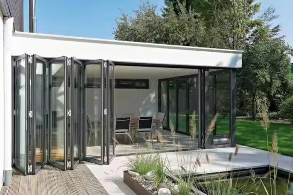 Exterior Accordion Entrance Fold Door Aluminum Glass Folding Doors For Veranda