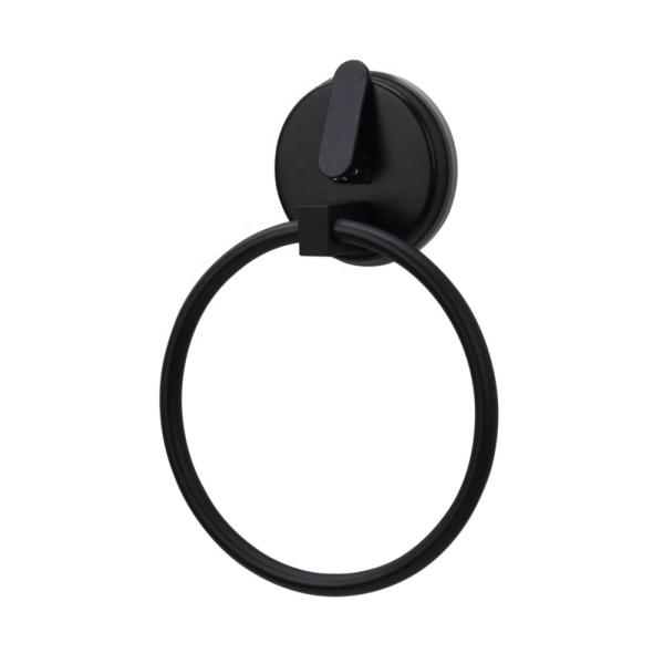 Black Vintage Wall Mounted Towel Ring Holder Round Hang Decor Hardware