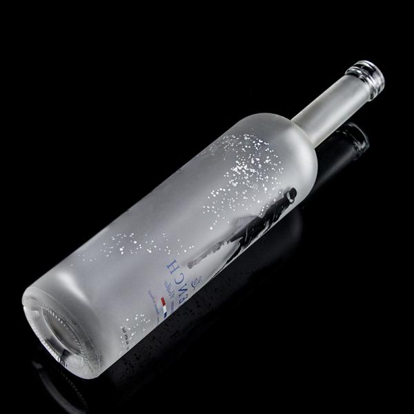 Glass 750ml 500ml Decal Printing Vodka Bottle With Frosted Design And Base Material