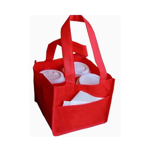 Printed Custom Promotional Bags , Recycle Non - Woven Coffee Cup Bags Separate Packs