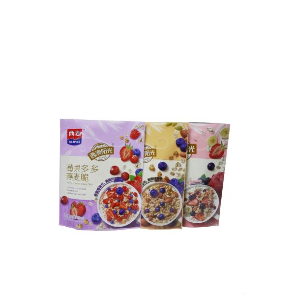 Safety Rack Up Pouch Packaging Oats With Dried Fruit / Vegetable Packaging Bag