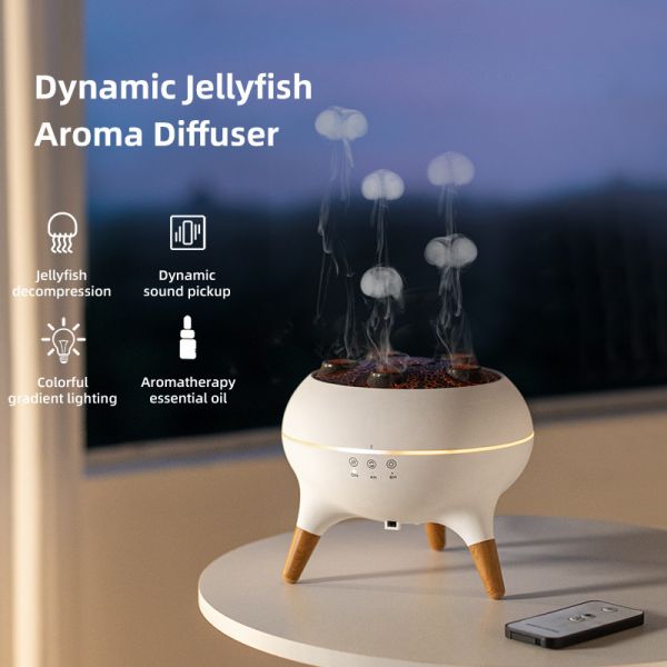 Humidifier Manufacturer Remote Control Colorful Jellyfish Essential Oil Aromatherapy Diffuser With LED Light for Household Hotel Use