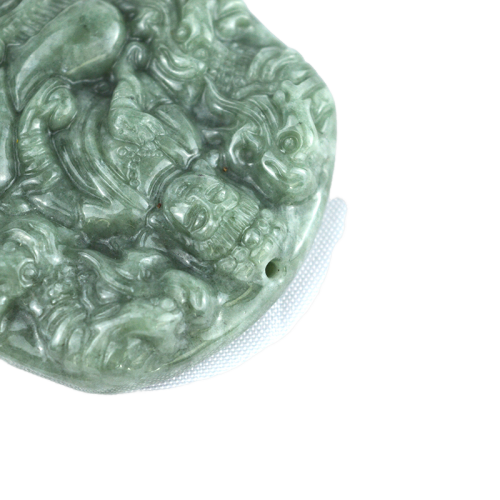 Jade Emerald Immortal Bodhisattva Dragon Pendant Necklace Ornaments Chinese Traditional Figurine with Regional Feature