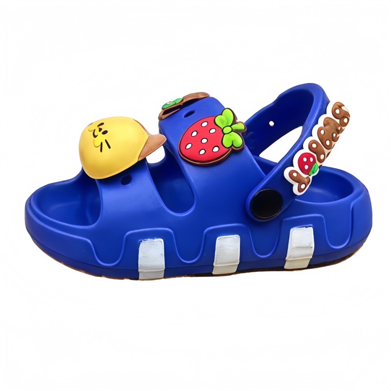 EVA Kids Clogs with 3D Cartoon Cat Strawberry Design, Non-slip Soft Sole Two-way Wear Toddler Garden Shoes