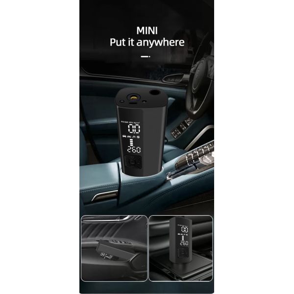 Rechargeable Digital Tire Inflator With LED Screen Compact Car Air Pump