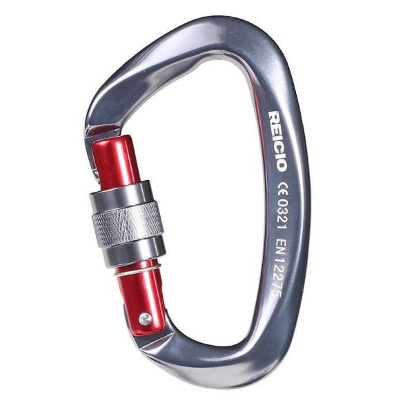 Black Oxide Coated Coating Aluminum Carabiner 25KN D Shape Flat Hook for Climbing